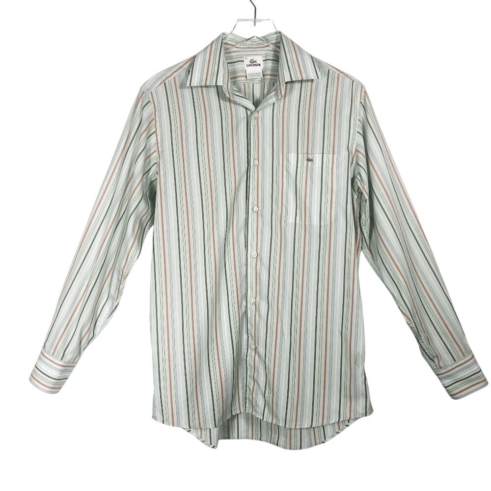 Lacoste Vintage Striped Mint Green‎ Button Up 40